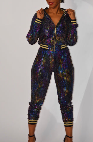 Jen multi-color rhinestone jogger set